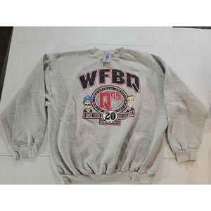 Vintage 90s Logo 7 WFBQ Q95 Bob & Tom 20th Anniversary Sweatshirt XXL Gray Radio